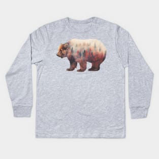 Bear - Double Exposure Kids Long Sleeve T-Shirt